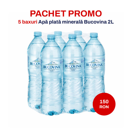 Apă minerală plată Bucovina 2L – Pachet Promo – 5 baxuri