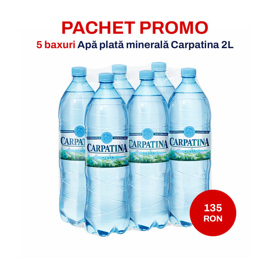 Apă minerală plată Carpatina 2L – Pachet Promo – 5 baxuri